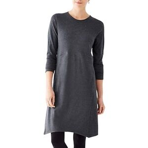 J Jill Pure Jill Dipped-Hem Swing Dress Gray Charcoal Long Sleeve - Medium